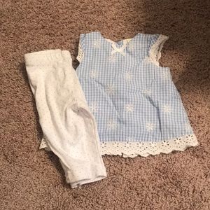 6M Blue White Polka Dot Ruffles plaid Outfit